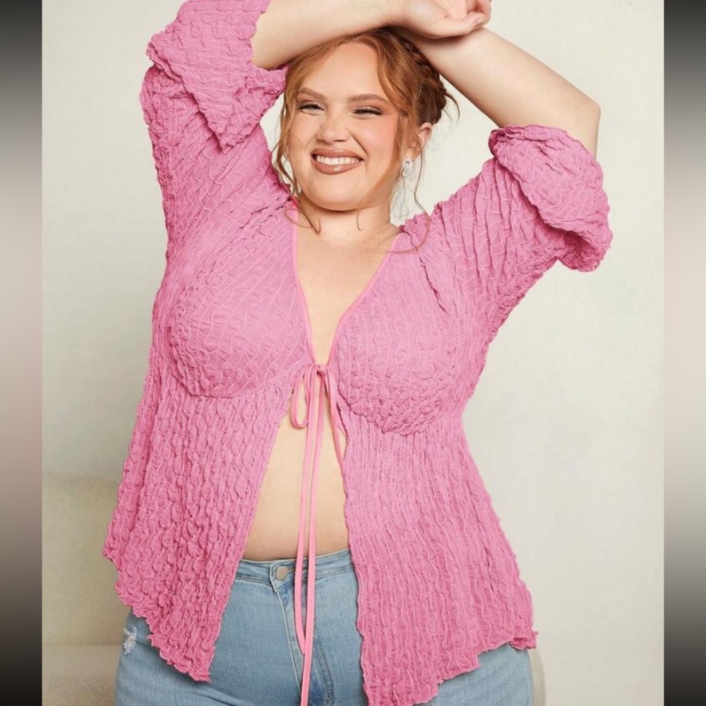 SHEIN tie front top nwot